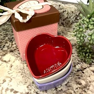 Williams Sonoma Heart Ramekins Set of 4 Embossed Microwave Oven Safe HTF